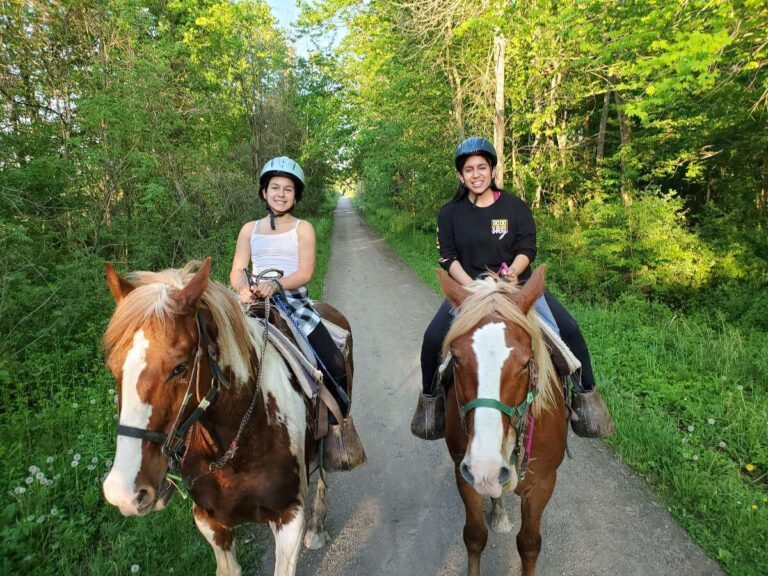 Kids trail ride on horseback